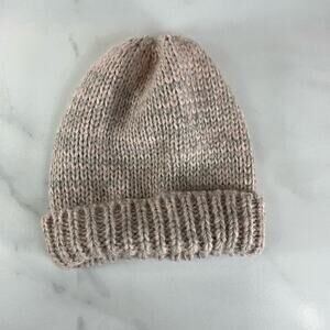 Heathered Blush & Grey Stocking Cap Knit Beanie